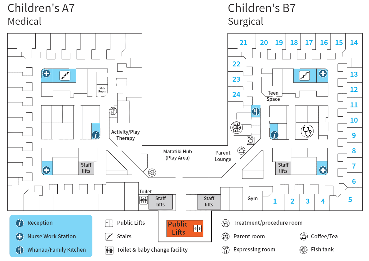 Children's B7 Surgical Ward Map