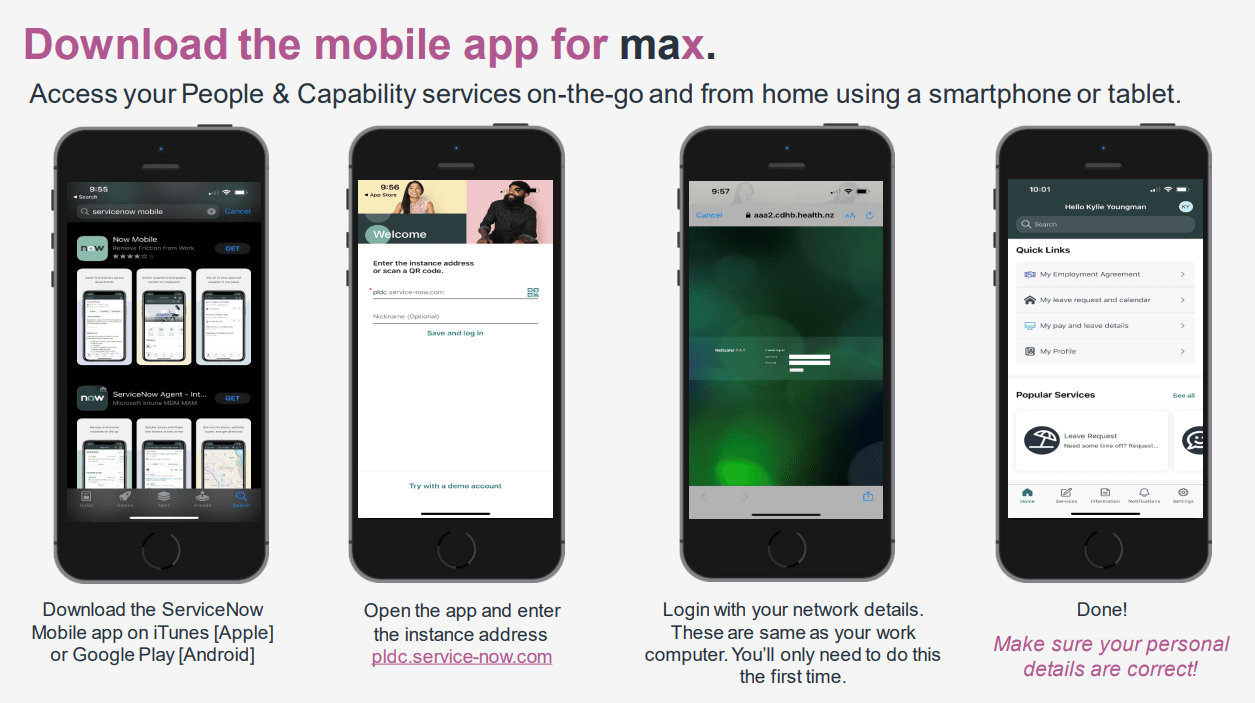 max. mobile app instructions