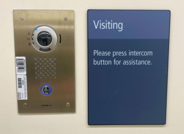 Intercom button to access ward