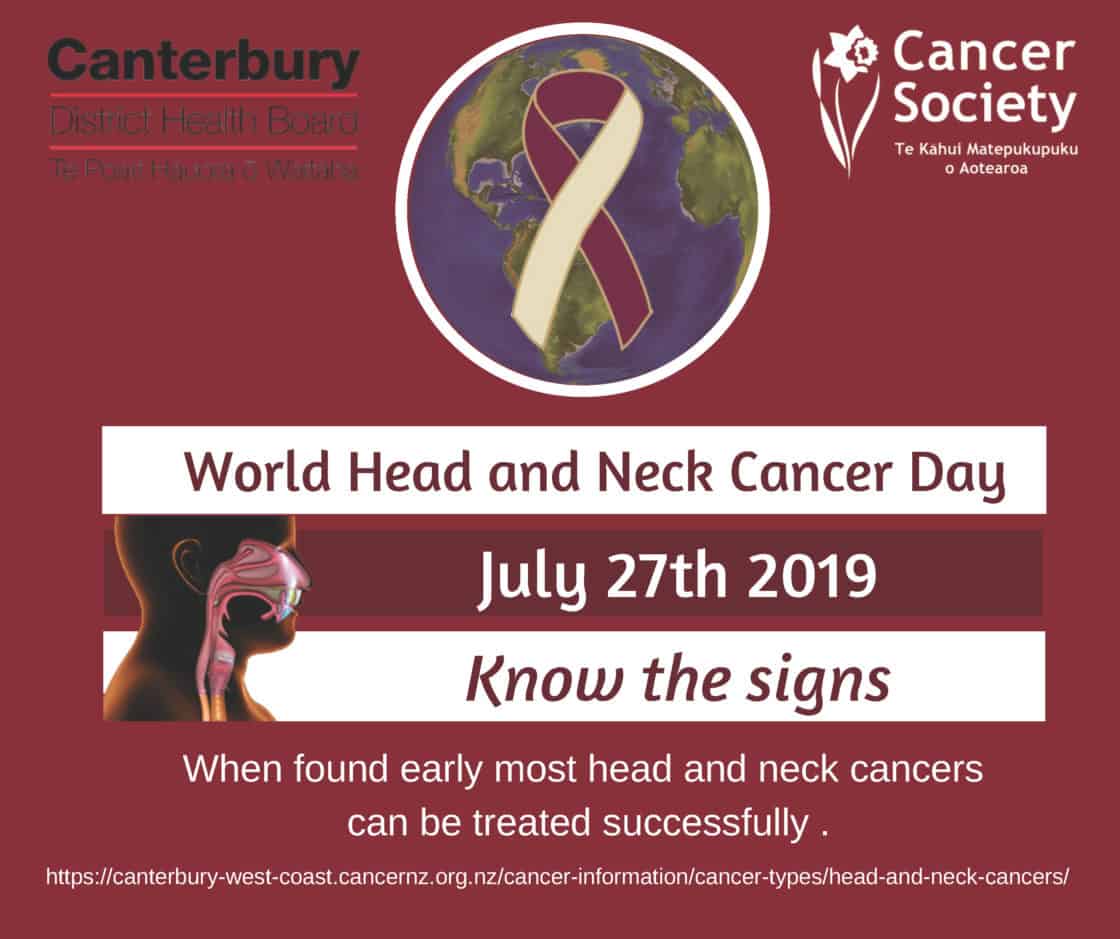 CDHB is supporting World Head and Neck Cancer Day to highlight head and neck cancers to the general public and support health professionals to increase their knowledge of early diagnosis and the treatment available